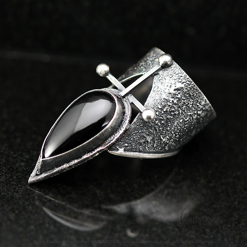 Black Onyx Butterfly Ring, Oxidised or store Shiny, Recycled 925 Silver, 3mm Stone, Unique Nature Jewellery