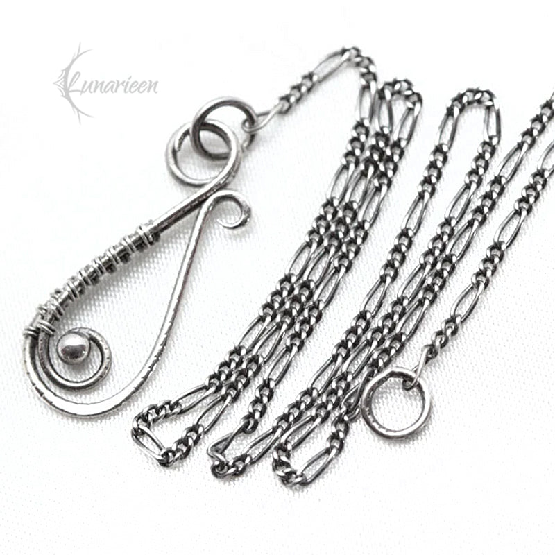 19" Figaro, Silver Chain for Pendants with a decorative clasp