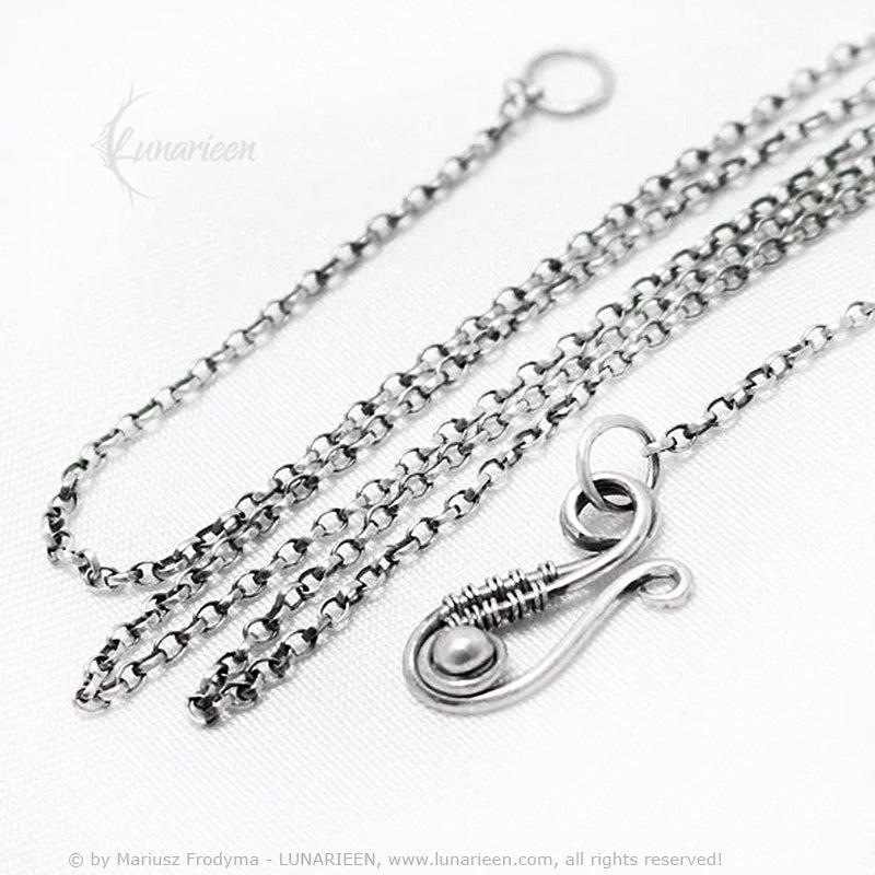 19" Rolo, Silver Chain for Pendants with a decorative clasp