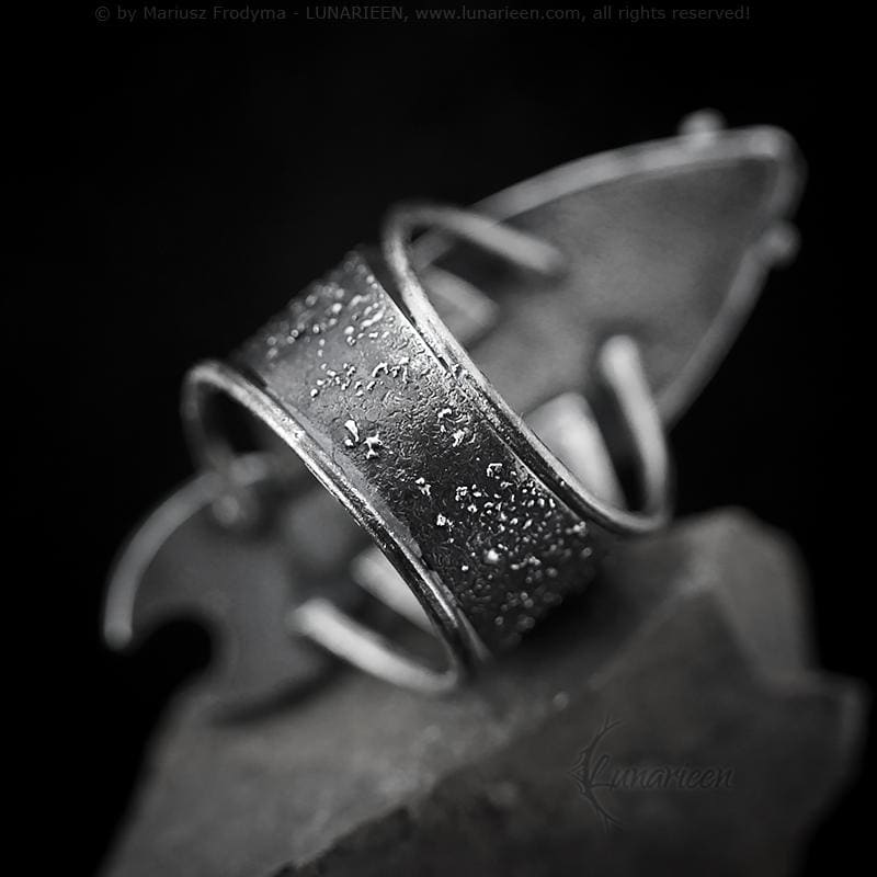 Handcrafted Rustic Brutalist Ring Textured Modern Faceted Red Quartz Oxidized Sterling Silver Gothic Trendy Jewelry Unique Statement Ring