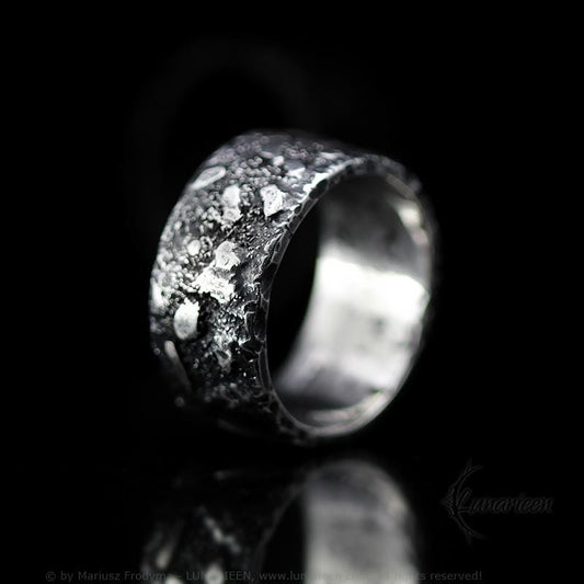 Handcrafted Rustic Sterling Silver Brutalist Rugged Oxidized Promise Ring Hand-Forged Viking Celtic Style Engagement Ring Mens Wedding Band