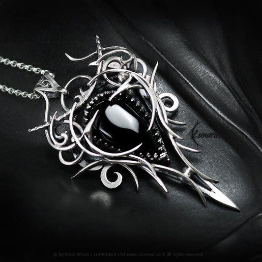 Sterling Silver Vampire Gothic necklace with Black Onyx Pendant alternative artisan jewellery unique gift fantasy witchy jewelry for vamp