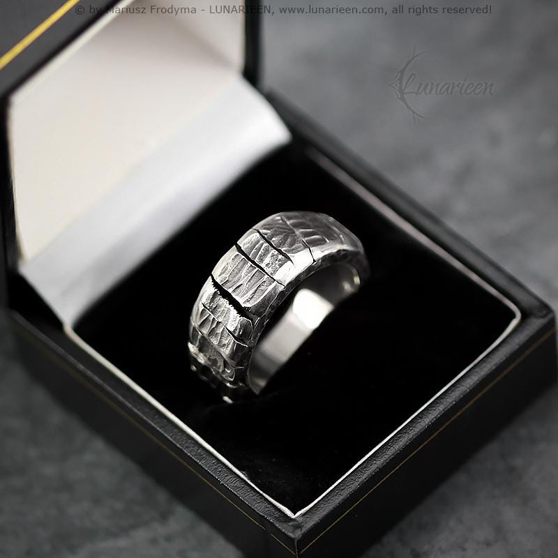 Fully handmade, Sterling Silver, Melted, Hammered, Textured, Heavy, Rustic, Brutalist Style Man's Ring.