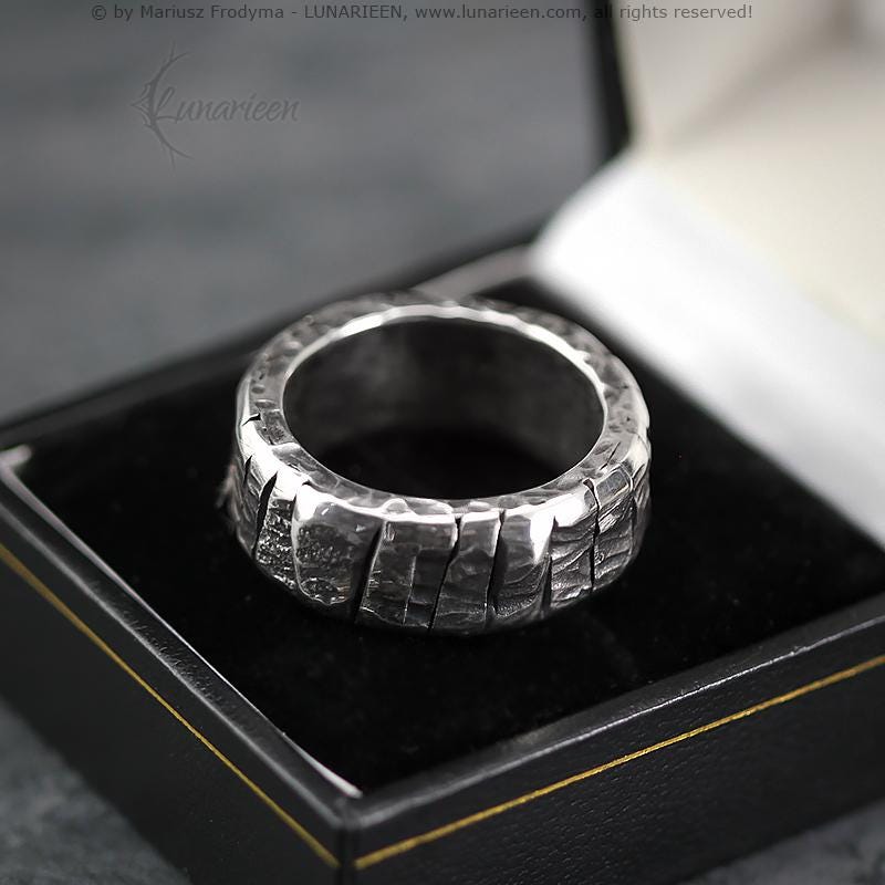 Fully handmade, Sterling Silver, Melted, Hammered, Textured, Heavy, Rustic, Brutalist Style Man's Ring.