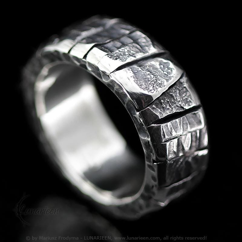Fully handmade, Sterling Silver, Melted, Hammered, Textured, Heavy, Rustic, Brutalist Style Man's Ring.