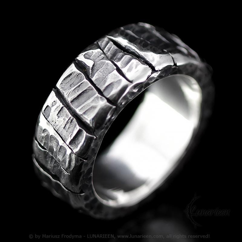 Fully handmade, Sterling Silver, Melted, Hammered, Textured, Heavy, Rustic, Brutalist Style Man's Ring.