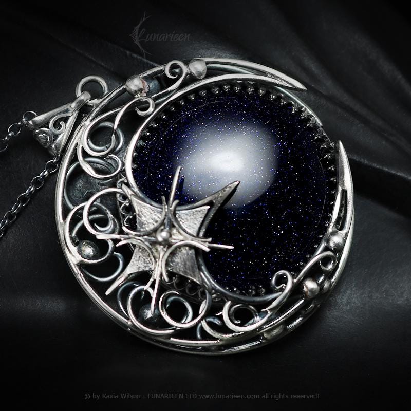 Fantasy Moon Jewelry Crescent Moon Fantasy Key Necklace With Pink