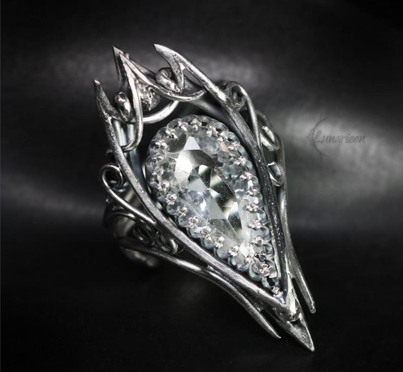 Handcrafted Ring: Oxidized Sterling Silver Gothic Statement Jewelry