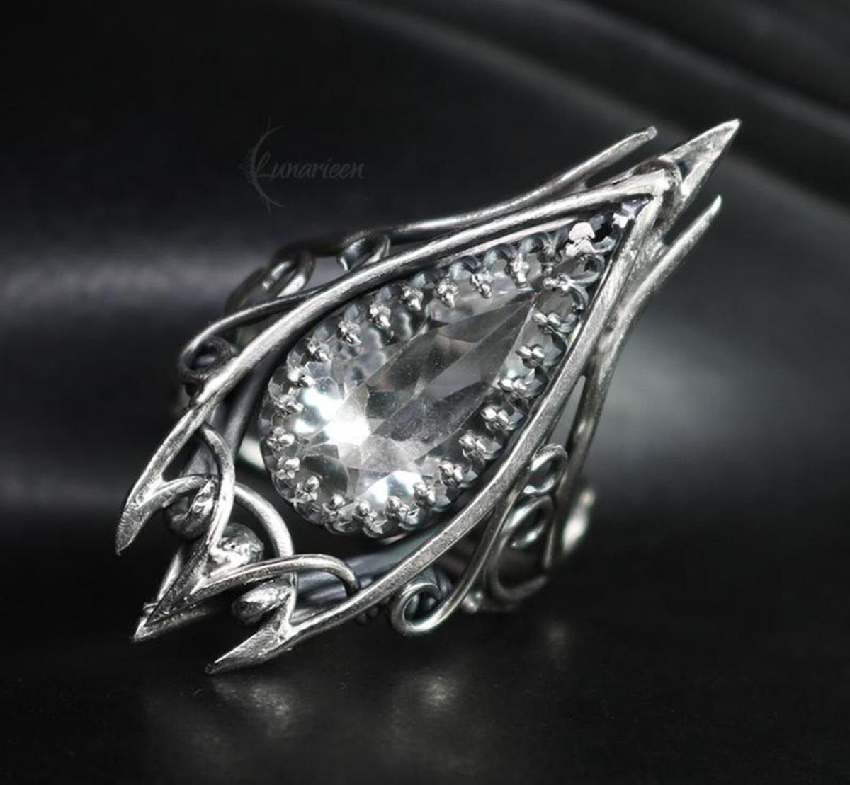 Handcrafted Ring: Oxidized Sterling Silver Gothic Statement Jewelry