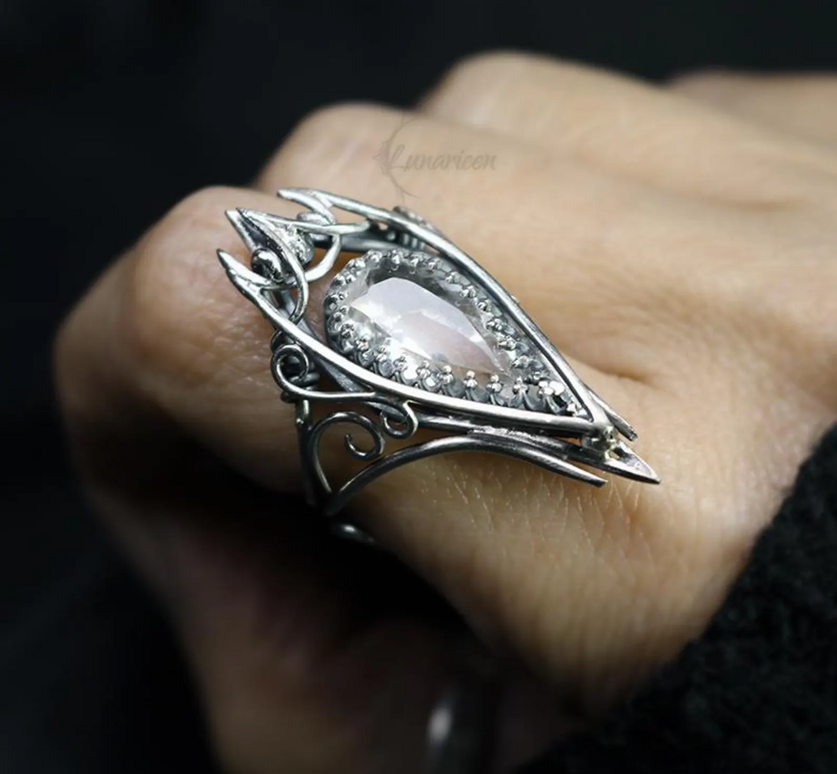 Handcrafted Ring: Oxidized Sterling Silver Gothic Statement Jewelry