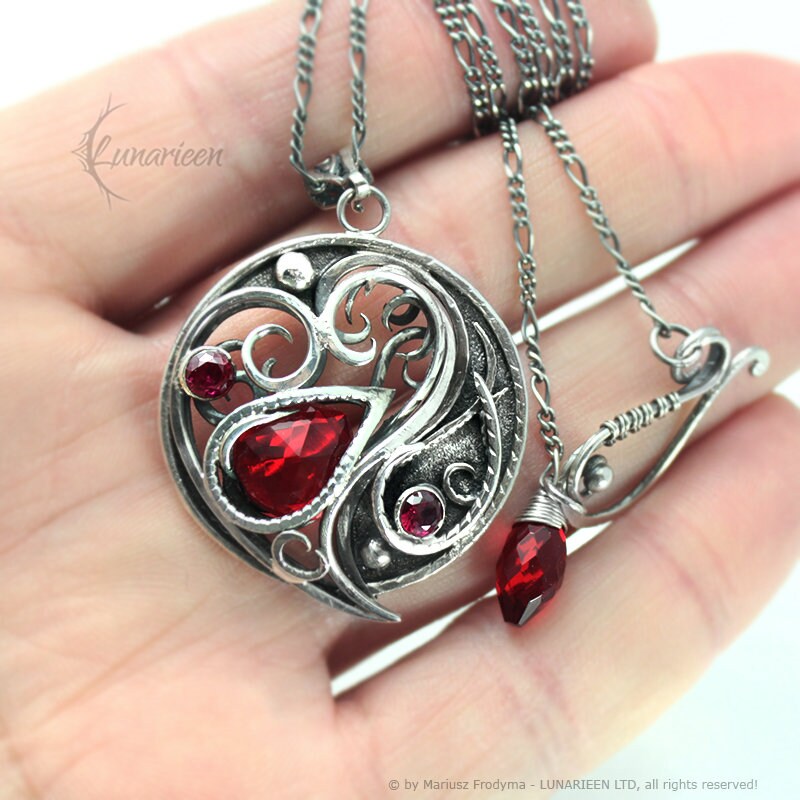 Wire wrapped pendant heart gift for woman wire wrap pendant red heart silver pendant gift gothic heart necklace quartz