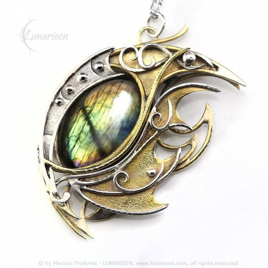 Sterling Silver Brass Wire wrapped pendant necklace Dragon’s Eye Gold Green Purple Blue Labradorite gothic fantasy unique jewellery jewelry