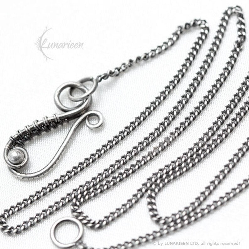 Sterling Silver, Fantasy, Gothic style Necklace Pendant, Jewellery Jewelry, 20" Sterling Silver Plain Curb Chain, Unique gift for Him