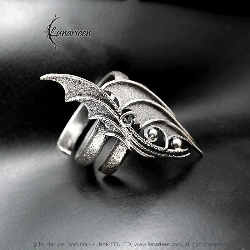 Sterling Silver Handmade Gothic, Fantasy, Vampire, Large Ring, Solid Silver, Hammered, Unique Design Silversmithing Jewelry Jewellery Gift