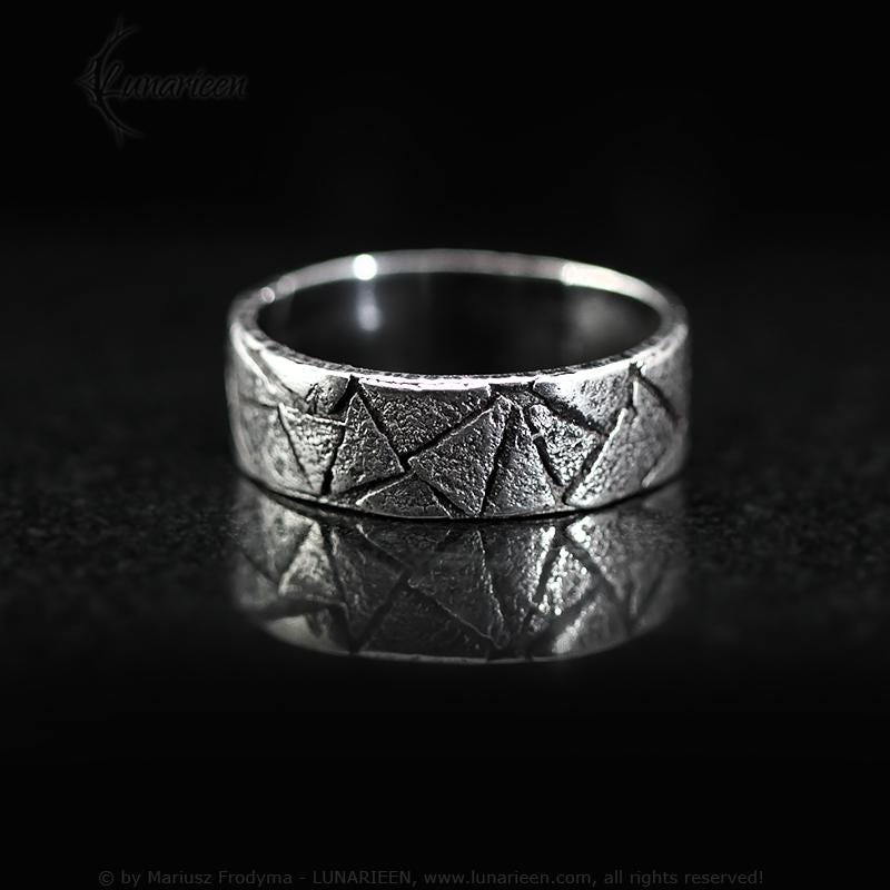 Handcrafted Rustic Sterling Silver Brutalist Rugged Oxidized Promise Ring Hand-Forged Viking Celtic Style Engagement Ring Wedding Band