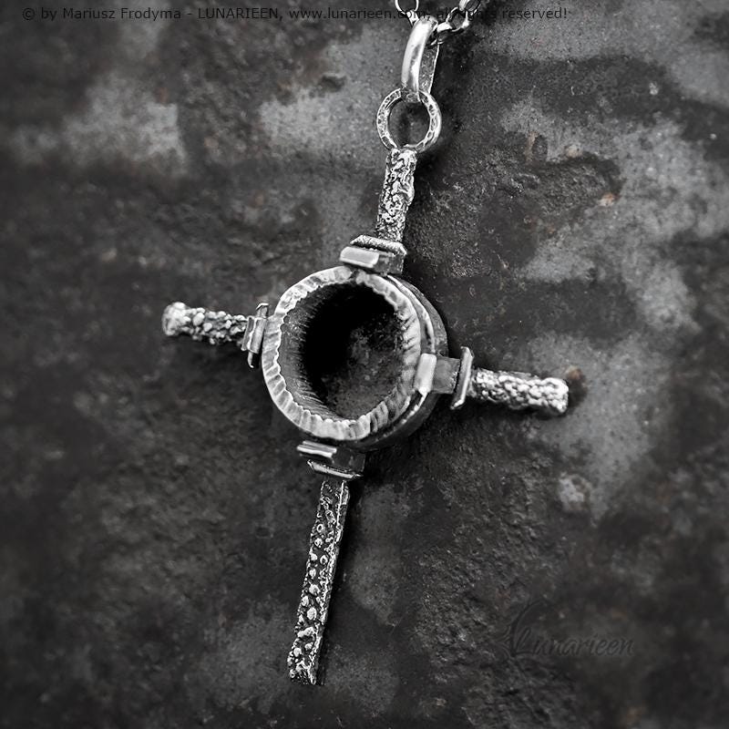 Handcrafted Rustic Hammered Melted Sterling Silver Gothic Brutalist Rugged Oxidized Crucifix Cross Men's Catholic Large Heavy Pendant