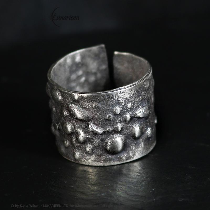 Handcrafted Brutalist Statement Ring Rustic Textured Modern Artisan Jewelry Oxidized Silver Gothic Cocktail Hammered Trendy Unique Ring