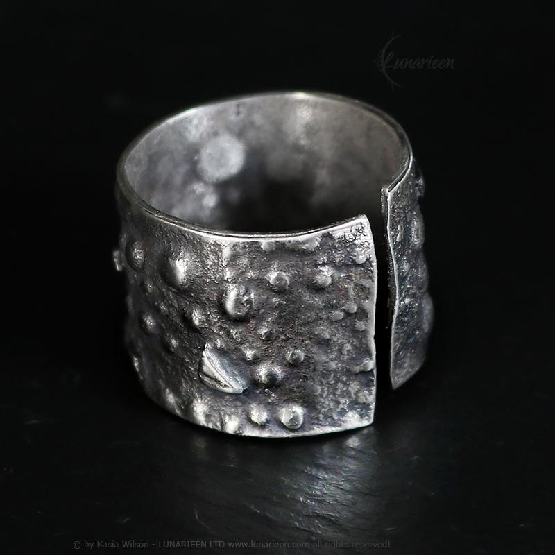 Handcrafted Brutalist Statement Ring Rustic Textured Modern Artisan Jewelry Oxidized Silver Gothic Cocktail Hammered Trendy Unique Ring