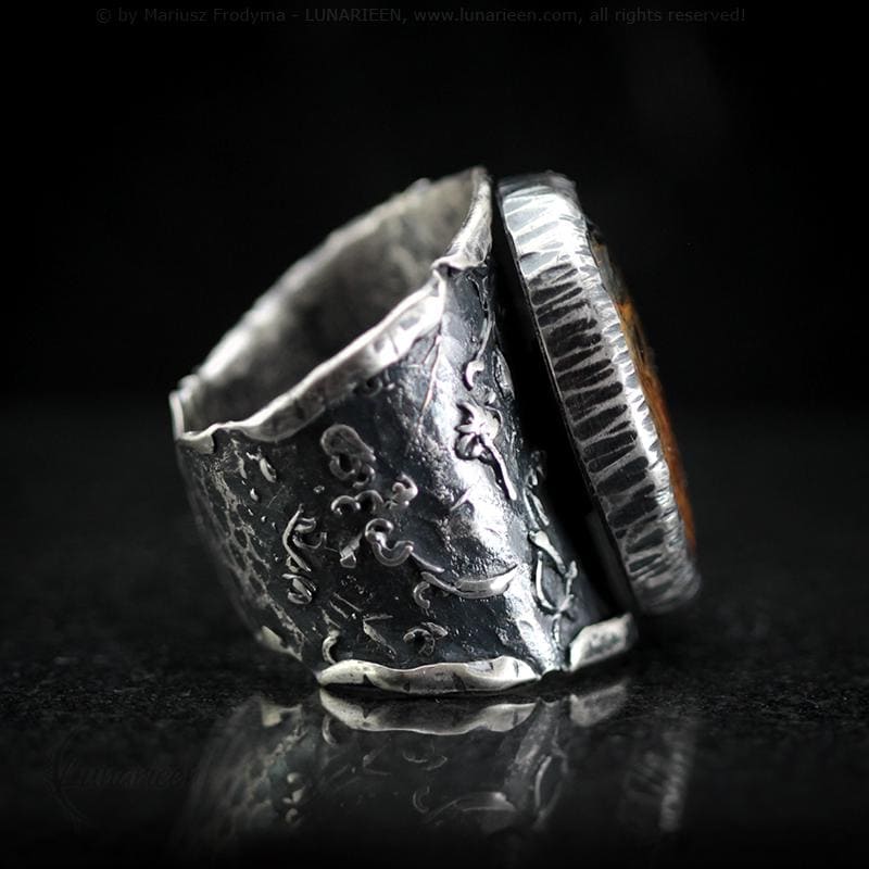 Mix Metal Brutalist Style Unisex Ring Pitersite Artisan Jewelry Sterling Silver and Silver Plated Brass Gothic Antique Hammered Metalsmith