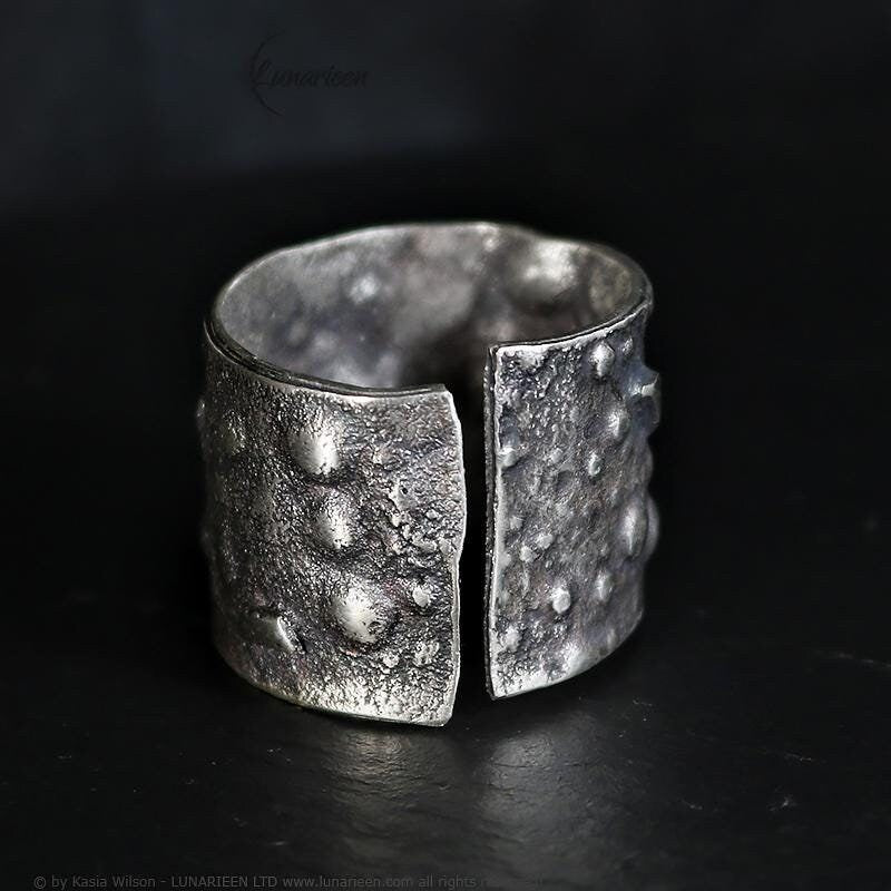 Brutalist style Textured Statement Sterling Silver Ring