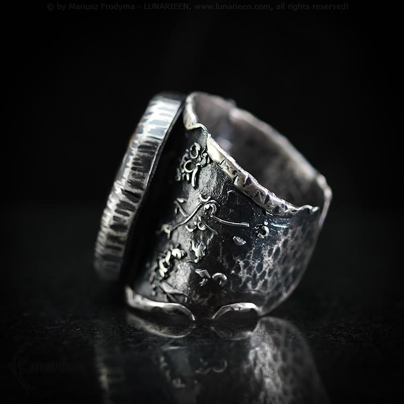 Mix Metal Brutalist Style Unisex Ring Pitersite Artisan Jewelry Sterling Silver and Silver Plated Brass Gothic Antique Hammered Metalsmith