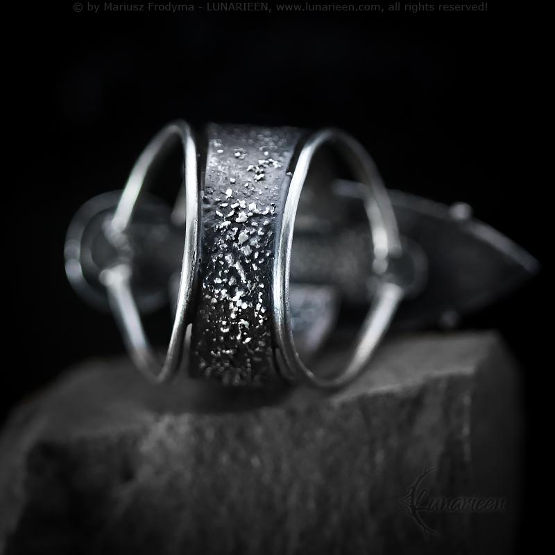 Handcrafted Rustic Brutalist Ring Textured Modern Natural Back Onyx Oxidized Sterling Silver Gothic Trendy Jewelry Unique Statement Ring