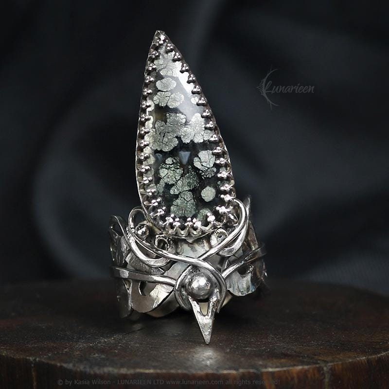 Handcrafted Sterling Silver Ring with Marcasite Artisan Textured Modern Jewelry Gothic Witchy Hammered Trendy Unique Statement Ring