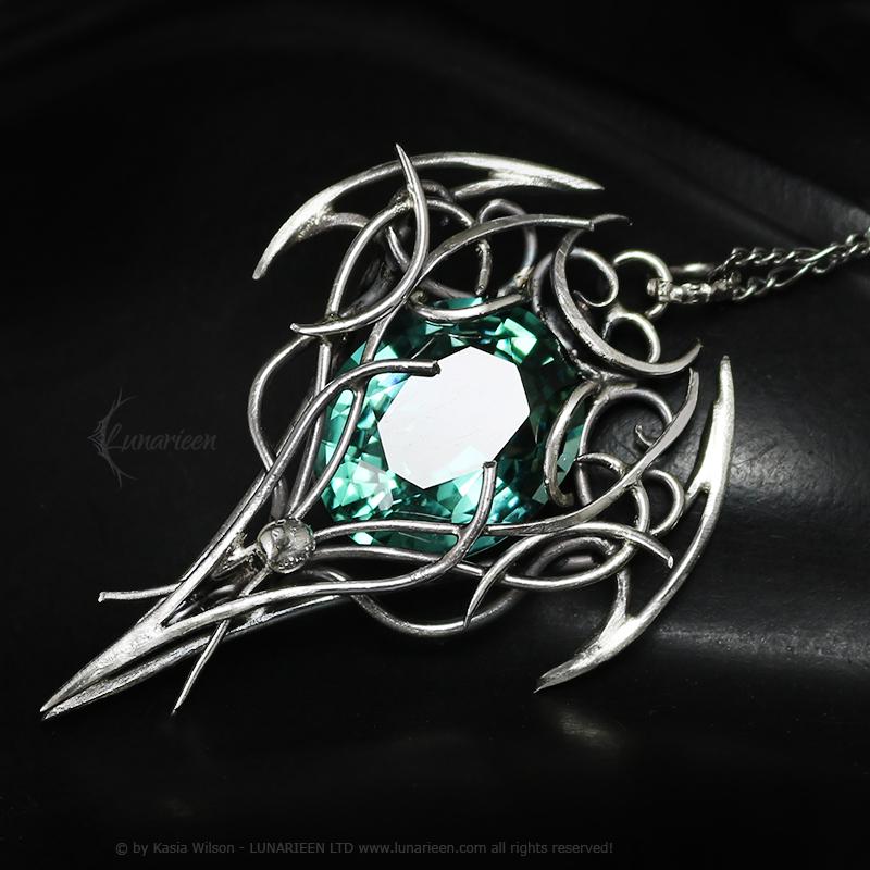 Sterling Silver Aquamarine Pendant Necklace: Gothic Elven Jewelry, Witchy Talisman